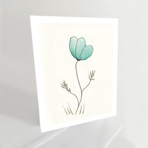 Télécharger carte de correspondance vierge - jolie fleur aquatique - impression à partir d'encre de stylo et lavis aquarelle original