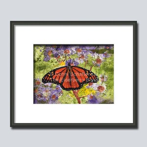 Download Print Monarch Butterfly on Purple Flowers Watercolor Batik Frame Gift Idea 5x7 and 8x10 included