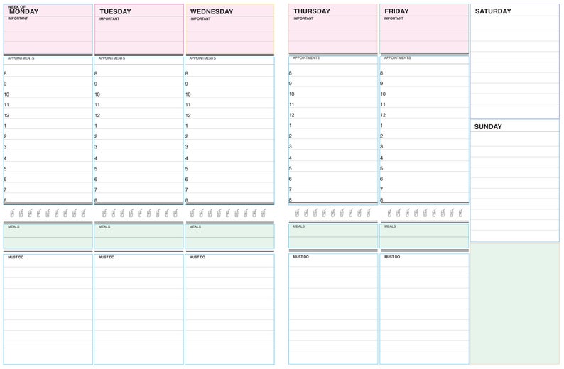 Busy Mom Planner 2-page per week Weekly Planner Undated Day Planner with Menu Download for Appointment Daily To Do List fits Circa Arc Tul image 1