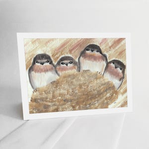 Carte de correspondance vierge numérique à télécharger - impression de poussins hirondelle rustique à partir de peinture à l'aquarelle Téléchargement instantané