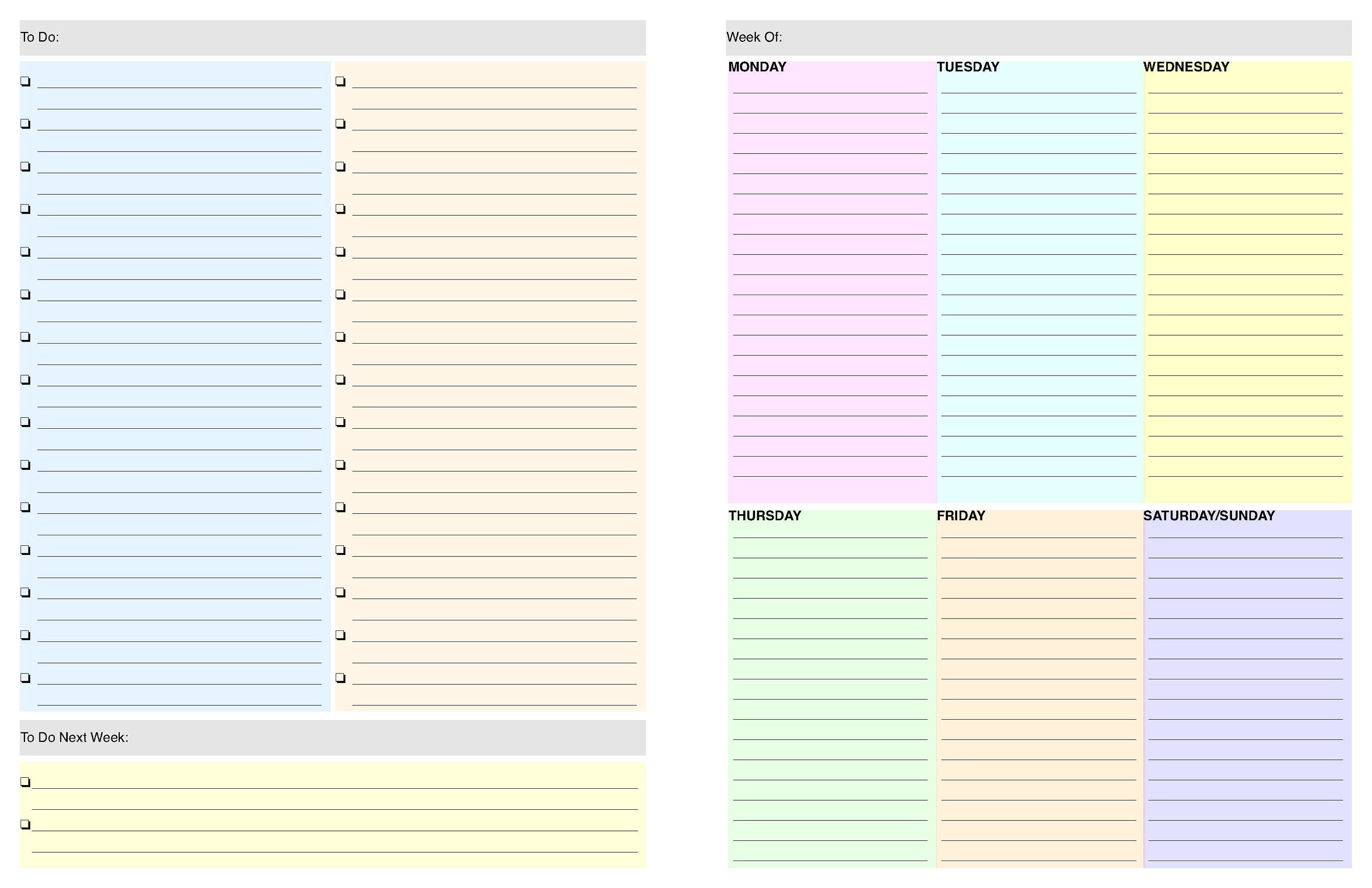 TO DO List Planner 2-page per Week Letter Size Weekly Planner Day Planner  Instant Print Download for Work and Personal Time Management 