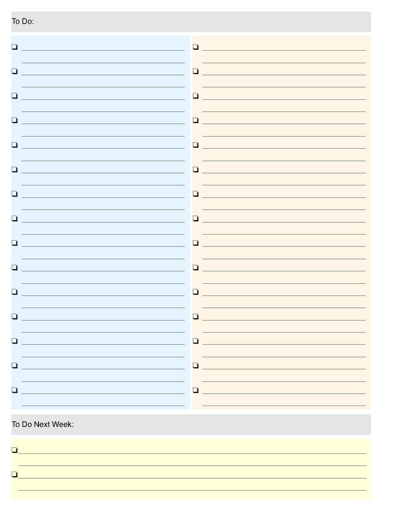 TO DO List Planner 2-page per Week Letter Size Weekly Planner Day ...