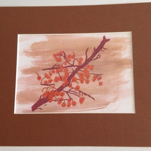 Download 5x7 Print from Watercolor Painting Orange Berries in Fall for matting and framing Gift Idea image 3