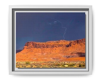 Desert Lightning Landscape Print | Red Rock Storm Wall Art (Canvas)
