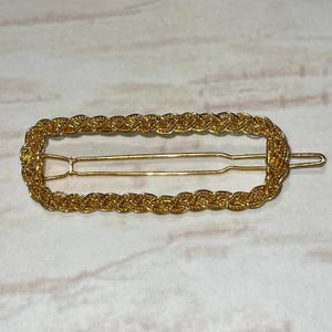 Vintage Gold Tone Braided Metal 3&quot; Hair Barrette clip accessory