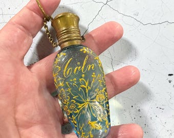 Antique Bohemian Glass Moser Style Finger Ring Perfume Scent Bottle perfume