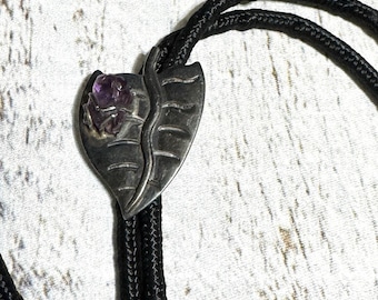 Vintage TAXCO Bolo Tie Amethyst Crystal Point STERLING SILVER Mexico