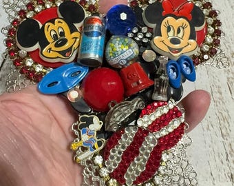 Vintage 1990s Mickey and Minnie Magic ARTISAN Disney Brooch Pin by Ritz Glitz