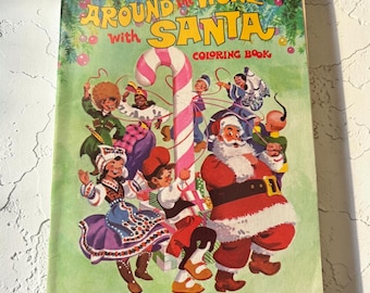 Vintage 1975 Around the World with Santa Coloring Book Christmas Decor Playmore