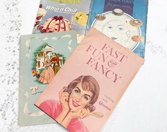 Vintage Cookbooks/ Booklets from the 1930s, 1940s & 1960s - Carnation, Planters, General Foods, Old South
