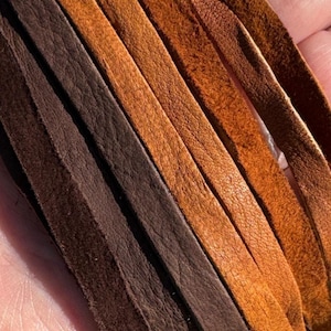Deerhide Leather Lace 1/4" 6 ft  light medium dark brown or black craft cord Made in the USA