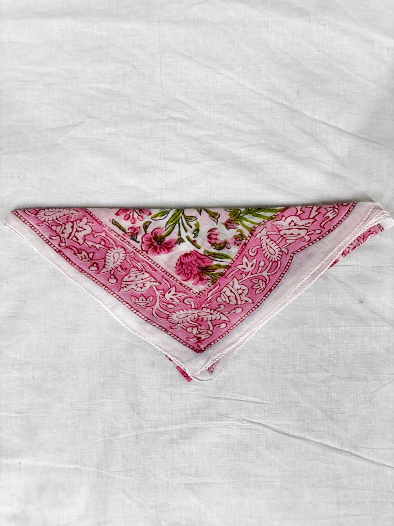 Pink Floral Bandana Scarf, Rose Print Hair Scarf, Paisley Border Head ...