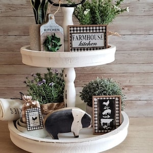Tiered Tray Bundle Farmhouse Kitchen Pig mini Set of 5 Bowl Fillers /Farmhouse gift/Rustic Country Decor