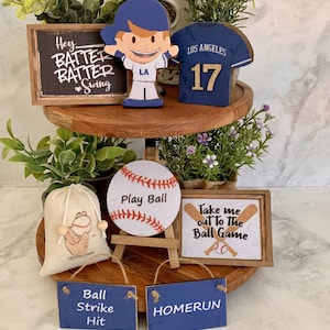 Los Angeles Baseball Tiered Tray Decor Bundle (9 Pieces)