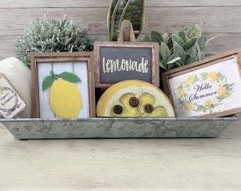 Lemonade Tiered Tray Decor: Rustic Farmhouse Summer Mini Set