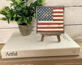 Mini 4th of July  Farmhouse Sign with Easel, Tiered Tray, Shelf, Rustic, Folk art, Fall