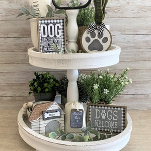 Personalized Tiered Tray Dog Signs mini Set of 5, Shelf Fillers/Farmhouse Gift /Rustic Country Decor