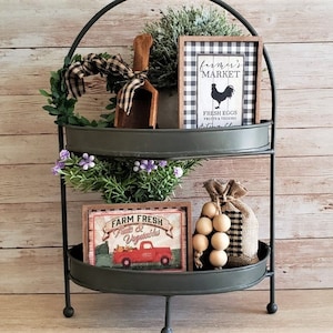Tiered Tray Decor: Farmers Market Mini Set, Rustic Bowl Fillers