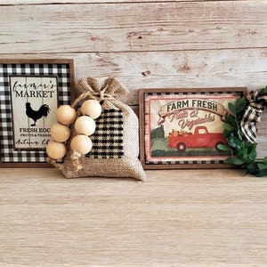 Farmers Market mini Set of 5 Bowl Fillers /Tiered Tray Set /Rustic Country Decor