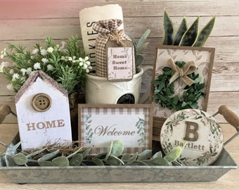 Personalized Mini Welcome Sign Set: Rustic Farmhouse Tiered Tray Decor
