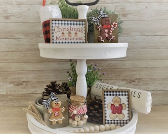 Christmas Gingerbread  Set of 5 tray fillers / Farmhouse Décor / Tiered Tray / Holiday