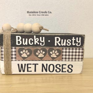 Dog Personalized Book Stack, Tiered Tray, Book Bundle, Wooden Sign