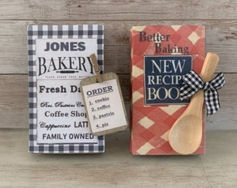Personalized Bakery Book Set: Rustic Farmhouse Tiered Tray Decor