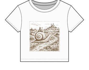 Whimsical Snail T-Shirt, Medieval Fantasy Tee, Slow Living Shirt, Vintage Storybook Graphic Tee, Cottagecore Adventure Shirt