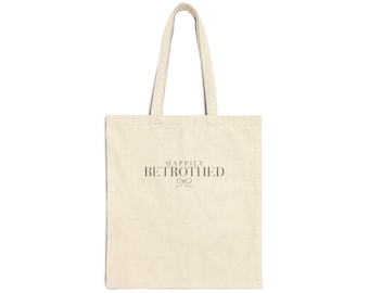 Happily Betrothed Tote Bag, Vintage Bridal Tote, Engagement Gift, Bride to Be Canvas Bag