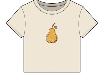 Vintage Pear Baby Tee, Retro Fruit Graphic Shirt, Minimal Food Tee, Women's Fitted Baby Tee