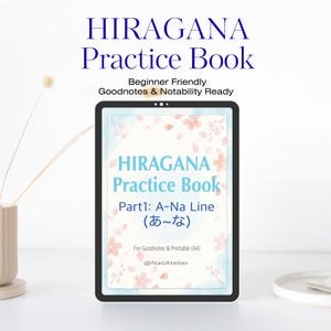 Hiragana-Übungsbuch (A-Na-Linie), Japanische Alphabet-Arbeitsblätter, Japanisch lernen zum Ausdrucken, Goodnotes, Authentisches Übungsblatt