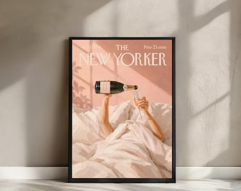Póster de champán estilo Nueva York vintage para descargar digitalmente, arte de pared para bar acogedor, decoración de cocina retro, imprimible de inspiración parisina.