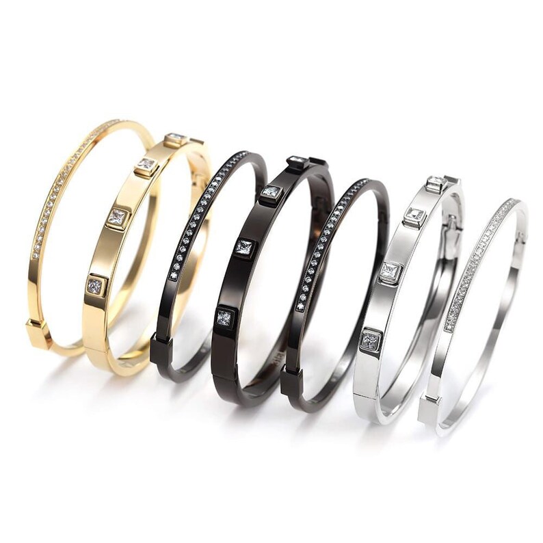 CZ bar square cuff