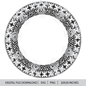 May include: A circular frame design featuring a black and white geometric pattern with repeating cross and chevron motifs. The center is a plain white circle. The text KATOA CREATIVE 2026 is repeated around the inner border. Digital file download.