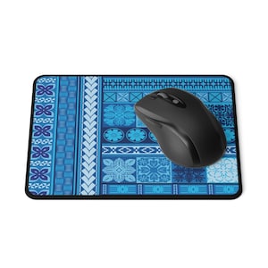 Podkładka pod mysz z antypoślizgowym wzorem Blue Hawaiian Patchwork | Mata na biurko do gier