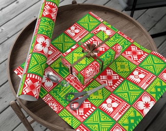 Kerstcadeaupapier met dambordpatroon | Roodgroen feestelijk cadeaupapier