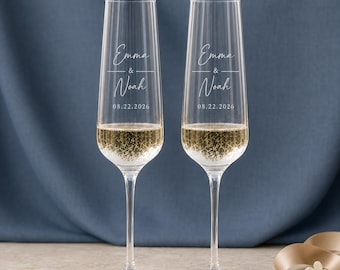 Taças de champanhe personalizadas para casamento, taças de brinde gravadas à mão, conjunto de taças de champanhe para casamento, presente para noivos, presente para chá de panela