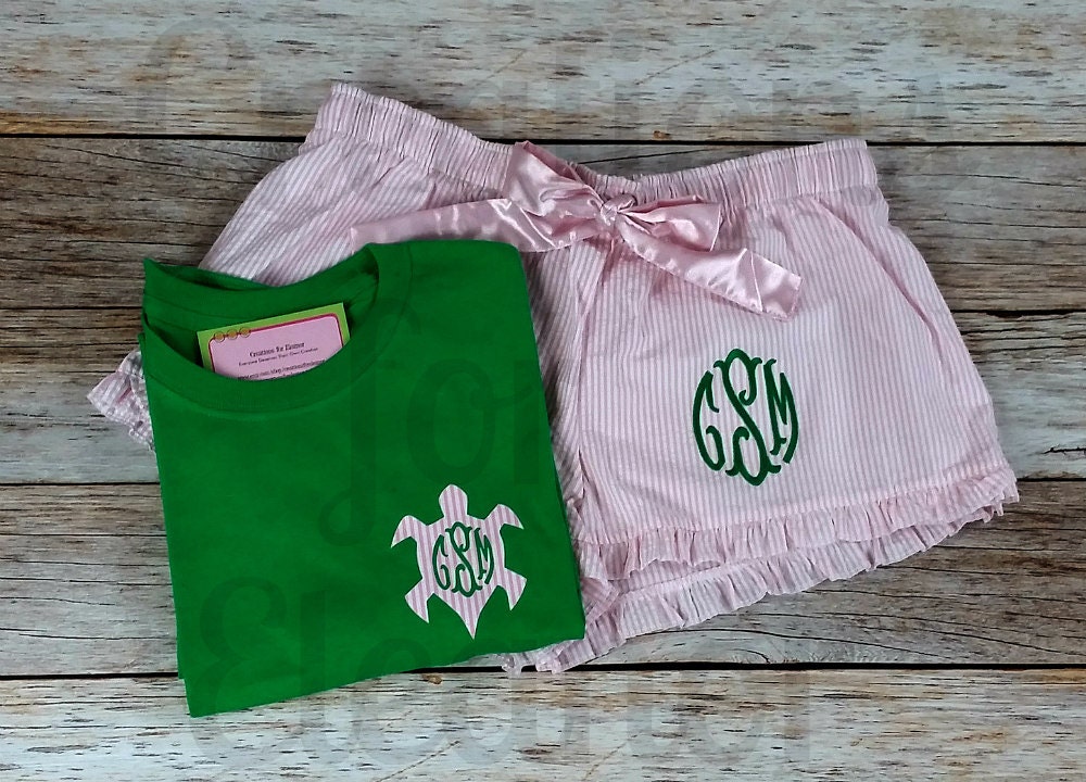 Monogrammed Seersucker Boxer Shorts with Tshirt Monogrammed Etsy