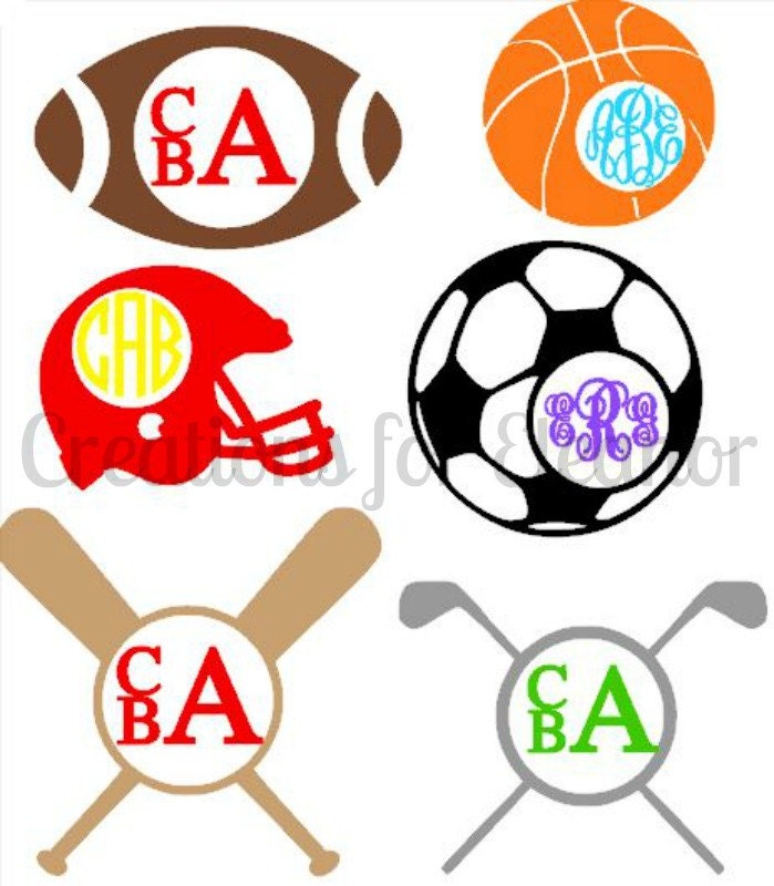 Sports Monogram Decal Sports Monogram Sports Decal Football Etsy