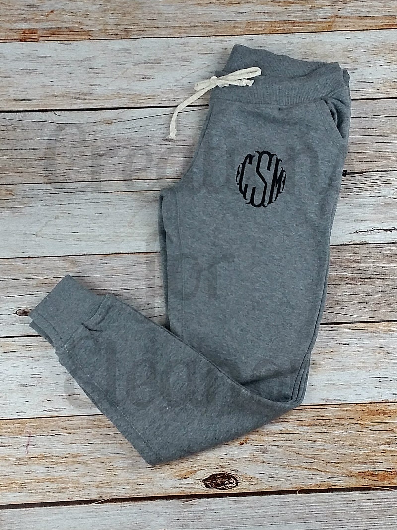 monogram logo drawstring fleece joggers