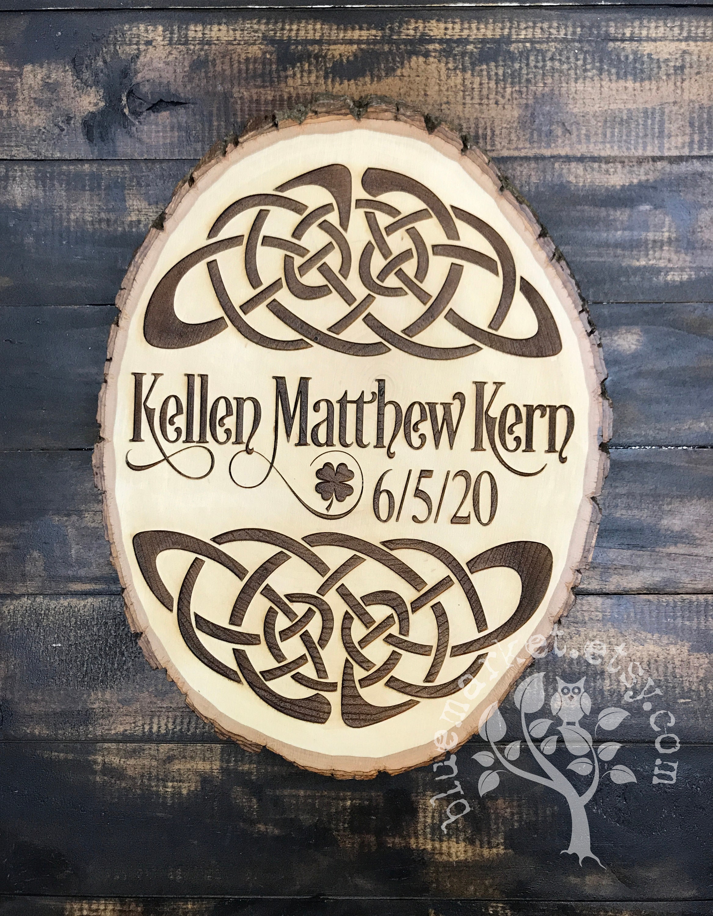 Rustic Celtic Irish Family Name Sign custom designed perfect Etsy