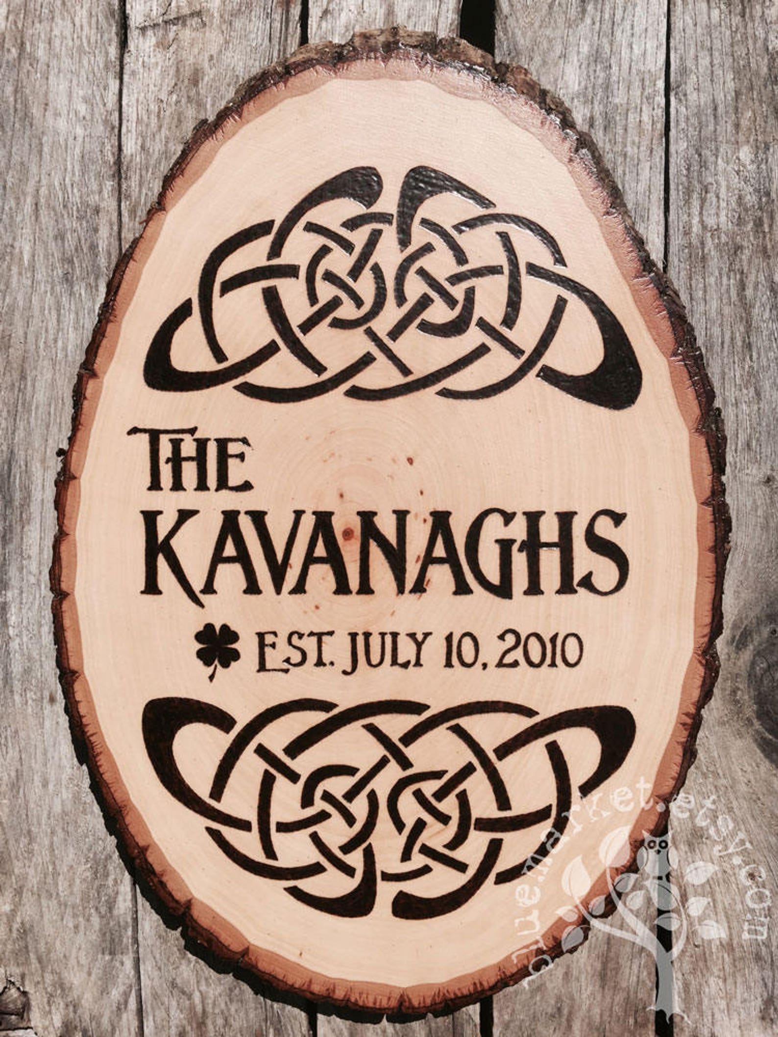 Rustic Celtic Irish Family Name Sign custom designed perfect Etsy