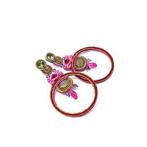 Hoop earrings. Swarovski earrings. Soutache earrings. Statement earrings. Colorful earrings. Artisan jewelry. Luxurious earrings.