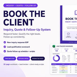 Service Business Lead Tracker | Email Scripts, Quote Checklist, Excel Dashboard