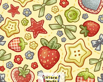 Retro Strawberry Seamless Pattern (Digital Download)