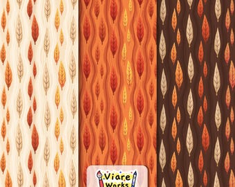 Striped Leaf Wood Seamless Pattern | Autumn, Fall, Leaves, Leaf, Foliage, Thanksgiving, Digital Download