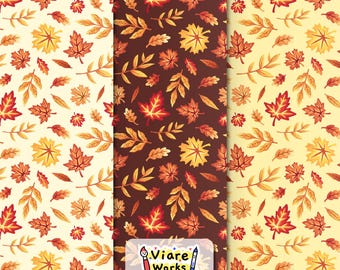Autumn Foliage Leaf Seamless Pattern | Fall, Leaf, Leaves, Maple, Thanksgiving, Digital Download