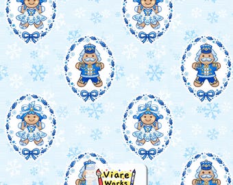 Motif sans couture Blue Cameo Christmas : Ballerine, Casse-Noisette et Flocons de neige (Téléchargement numérique)