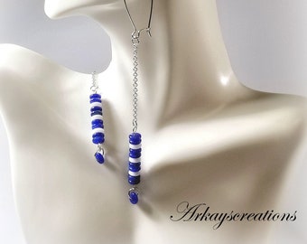 Royal Blue Earrings, Beaded Jewelry Women