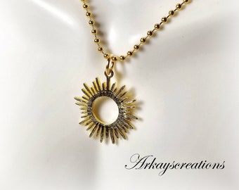 Gold Sunburst Necklace, Sun Jewelry, Jewelry Gift Idea